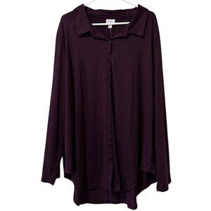 LuLaRoe Women Size 3XL Long Sleeve Tunic Top Button Down Valentina Stretch‎ City